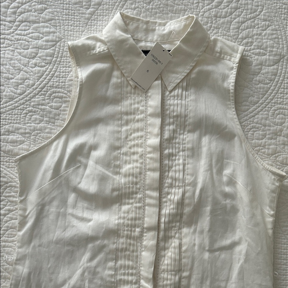 Banana Republic sleeveless white dress, 100% cotton, with lining & belt, NWT, 6